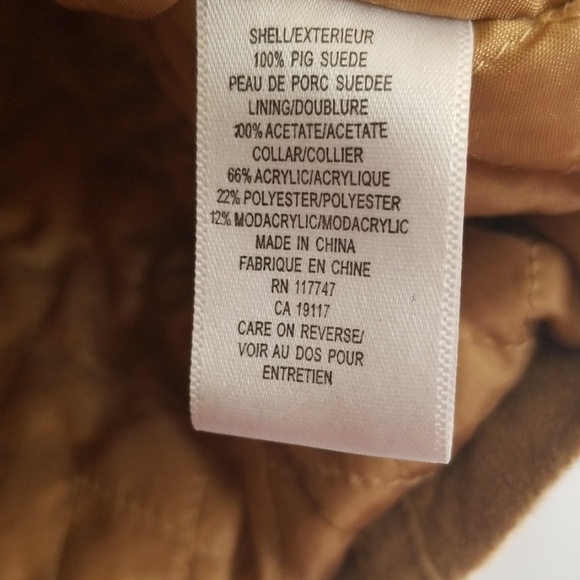 Tan Suede Leather quilted Vest faux fur collar - Picture 3 of 8